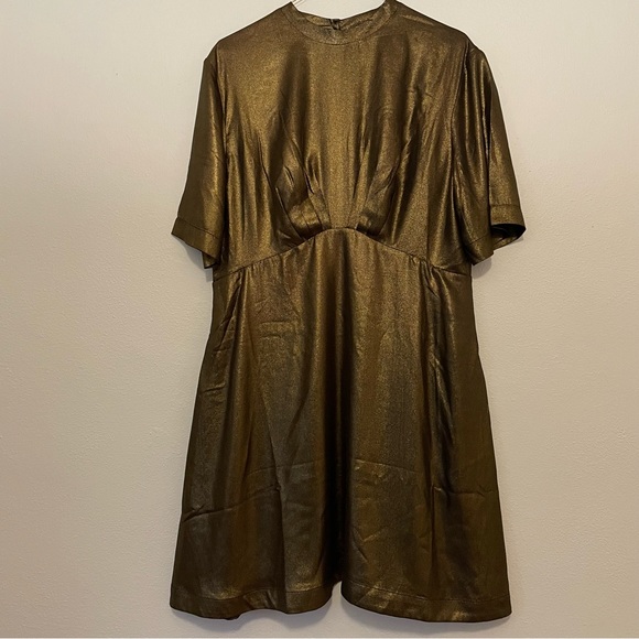 Modcloth Emily and Fin Shake and Shimmer Gold A-Line Dress - Picture 3 of 10